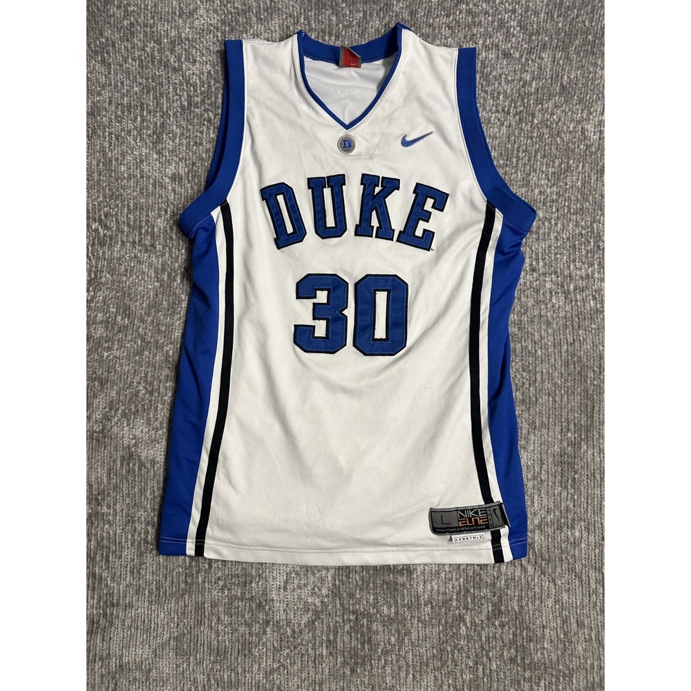 Duke Blue Devils Nike Elite L Basketball Jersey #30 White Blue Seth Curry Rare